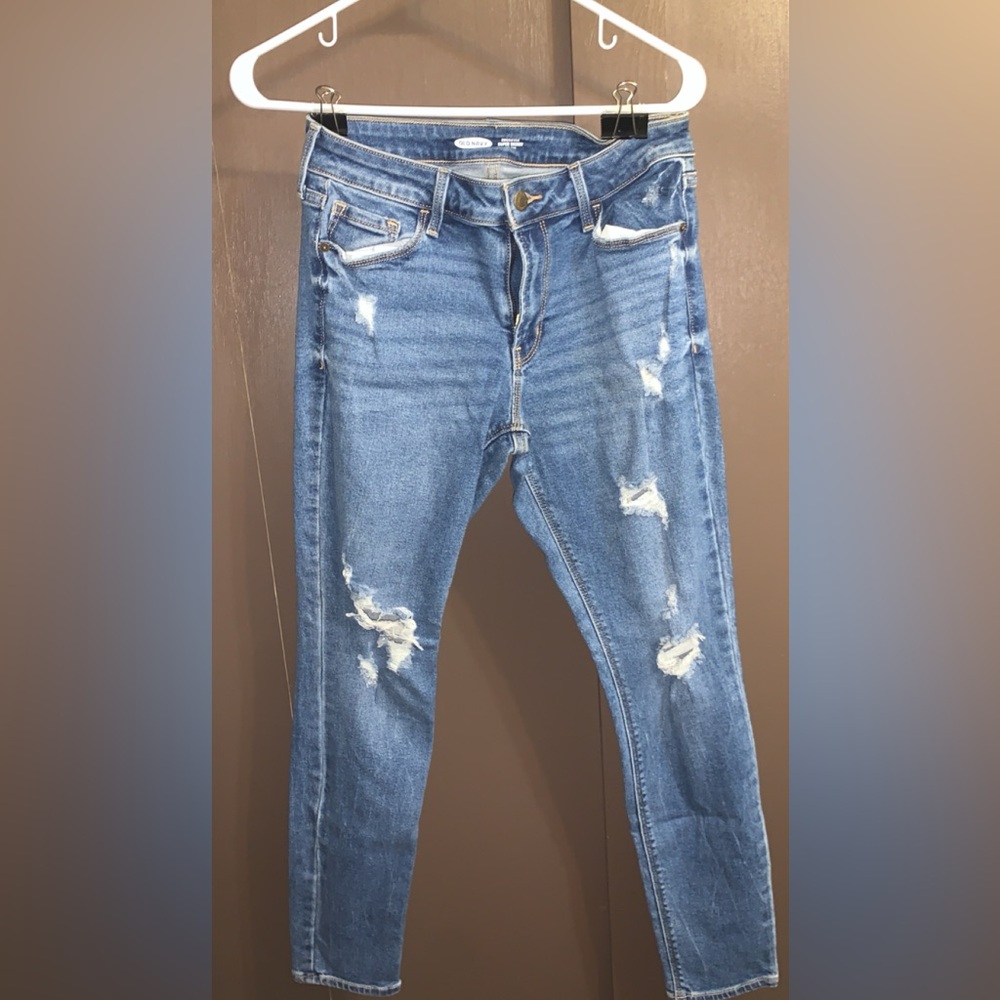 Old Navy Blue Skinny Jeans with Distressed Fading size 2